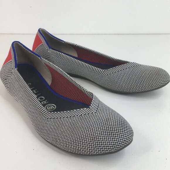 ROTHY’S Shale Cherry Ribbon Heel Stripe Ballet Flats Size 7.5   RETIRED - Picture 2 of 15